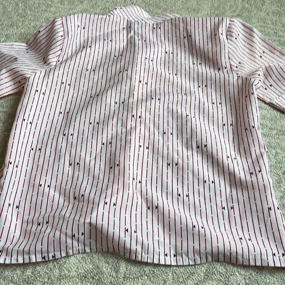 Woman's Vintage White with Red Strips Blouse - Picture 7 of 8